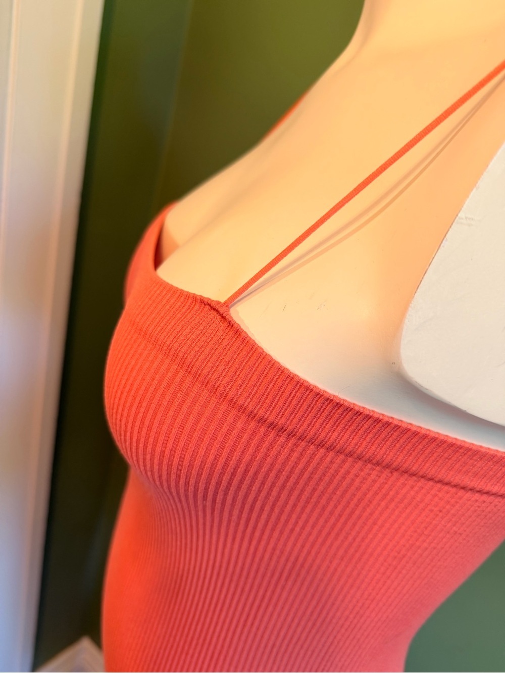 Ardene Ribbed Spaghetti Strap Mini Dress in Coral Pink - Picture 3 of 6